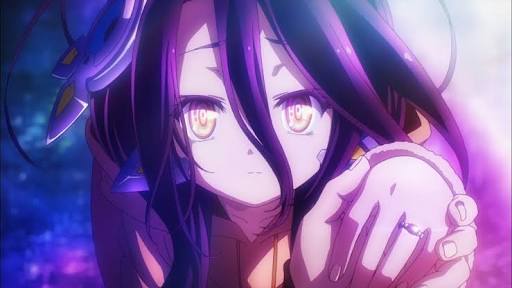 Schwi Dola from No Game No Life: Zero reaching forward.